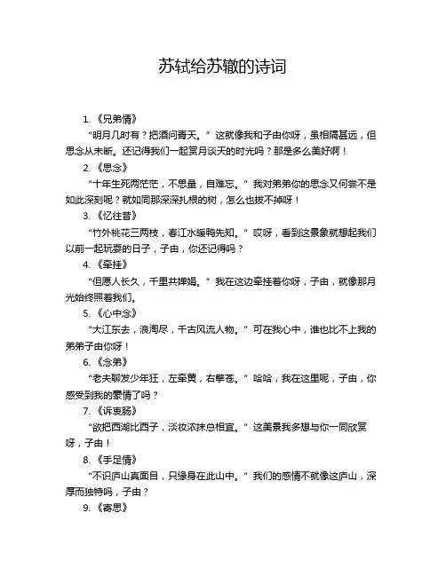 苏轼给苏辙的诗词