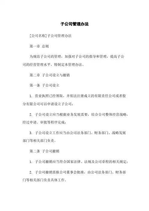 子公司管理办法