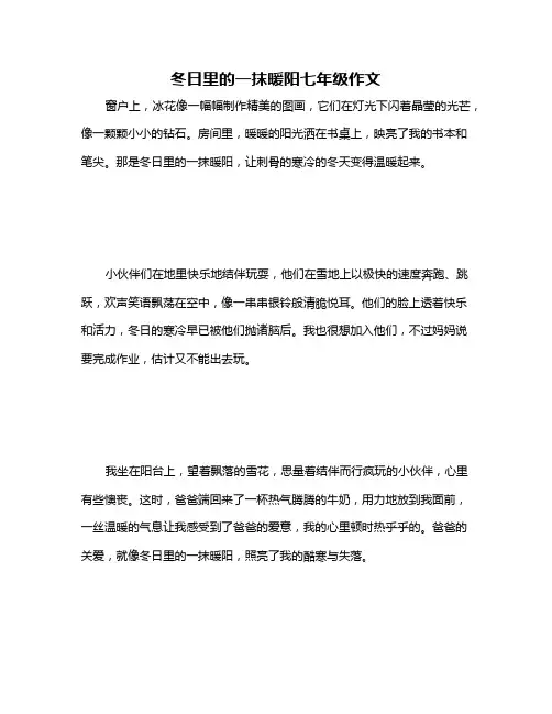 冬日里的一抹暖阳七年级作文