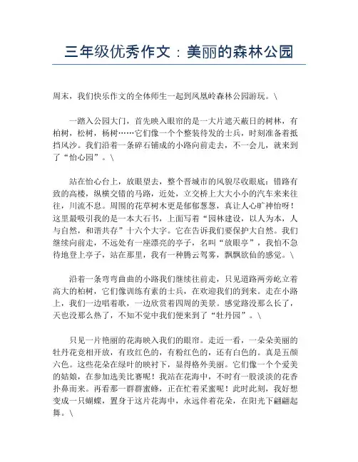 三年级优秀作文：美丽的森林公园【小学三年级精品作文】