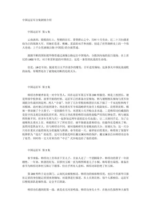 《中国远征军》分集剧情介绍