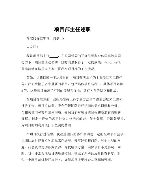 项目部主任述职