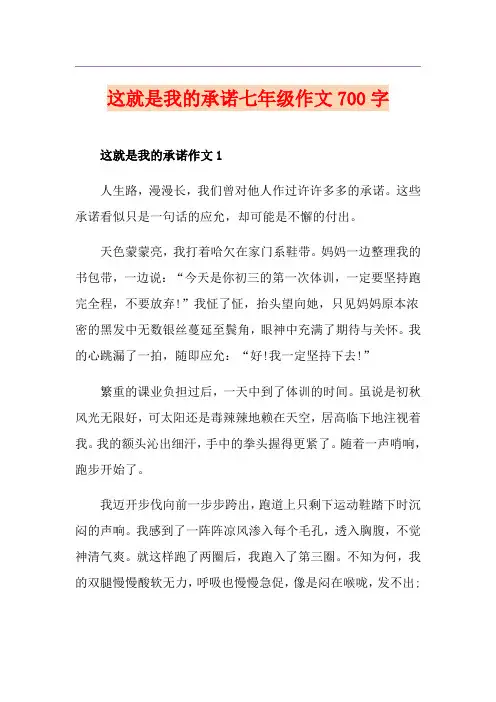 这就是我的承诺七年级作文700字