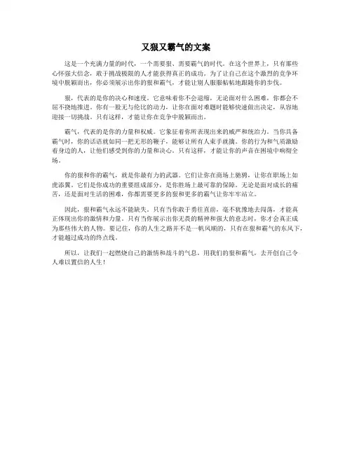 又狠又霸气的文案