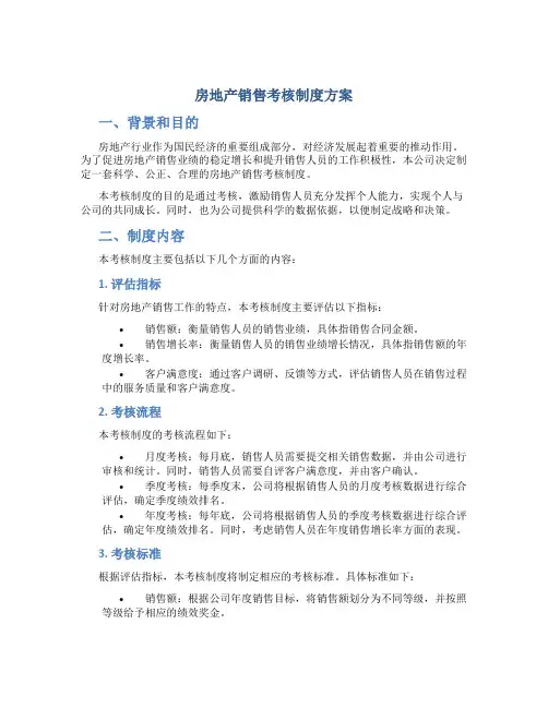 房地产销售考核制度方案