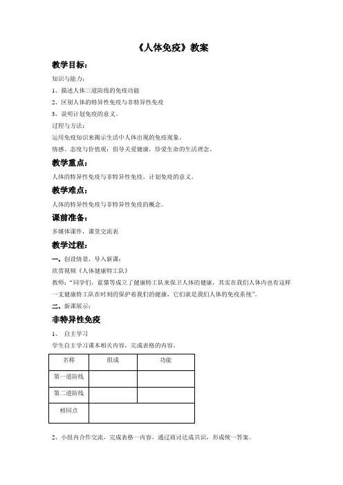 (完整版)《人体免疫》教案4