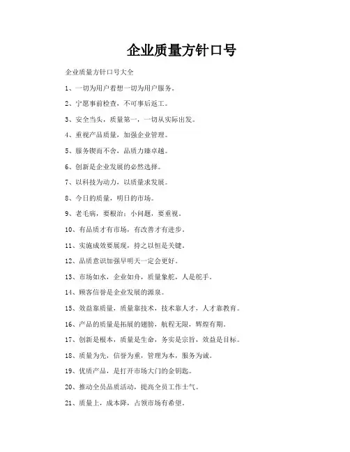 企业质量方针口号