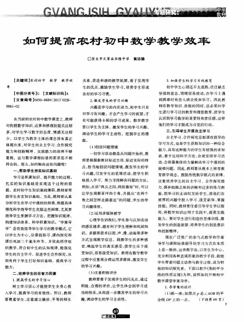 如何提高农村初中数学教学效率