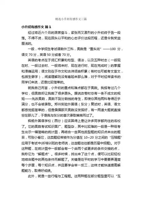 精选小升初有感作文三篇