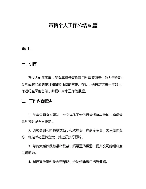 宣传个人工作总结6篇