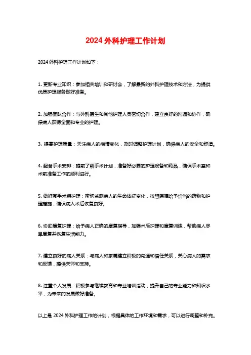 2024外科护理工作计划