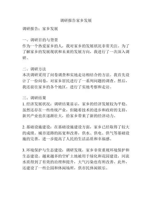 调研报告家乡发展