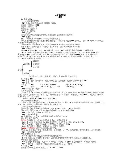 【免费下载】内科学 血液系统疾病 总结 重点 笔记