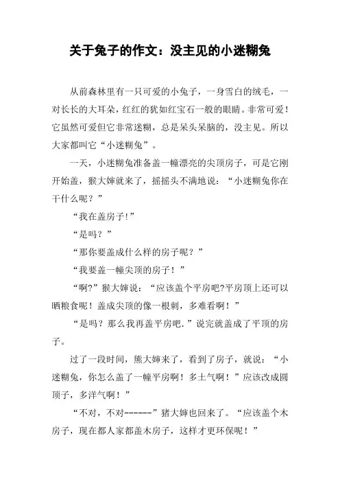 关于兔子的作文：没主见的小迷糊兔