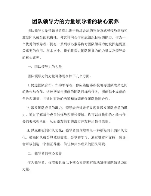 团队领导力的力量领导者的核心素养