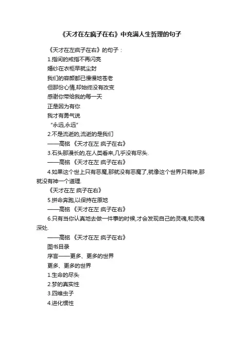 《天才在左疯子在右》中充满人生哲理的句子