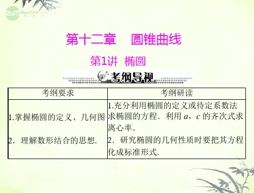 高考数学一轮复习 第十二章 第1讲 椭圆课件 文
