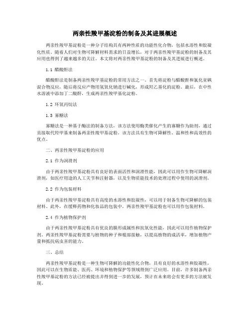 两亲性羧甲基淀粉的制备及其进展概述
