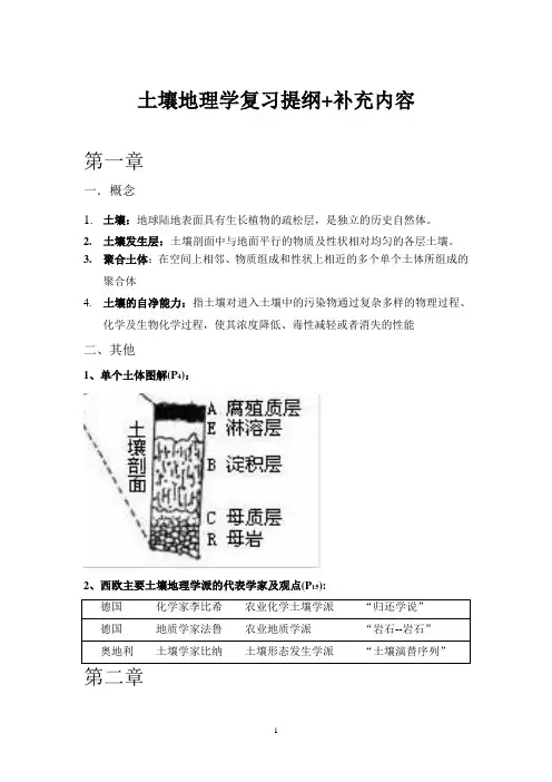 土壤地理学 复习提纲+补充内容
