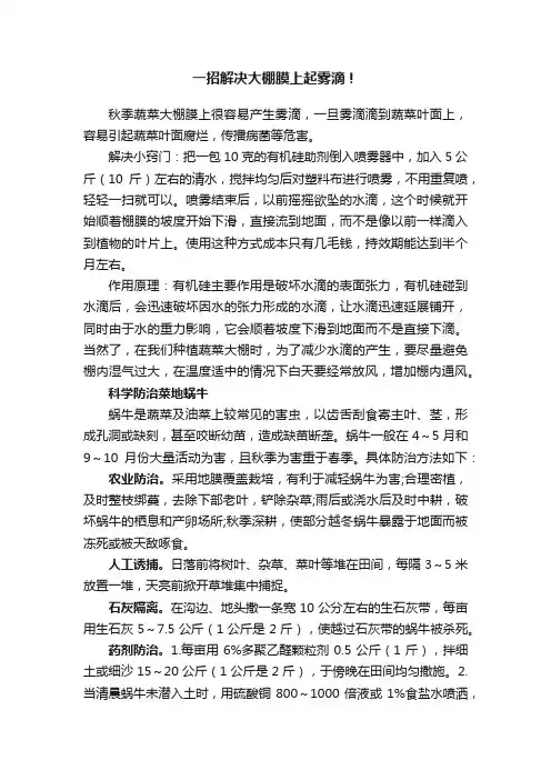 一招解决大棚膜上起雾滴！