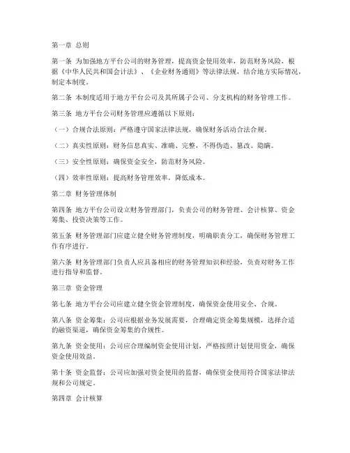地方平台公司财务管理制度