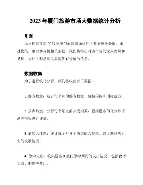 2023年厦门旅游市场大数据统计分析