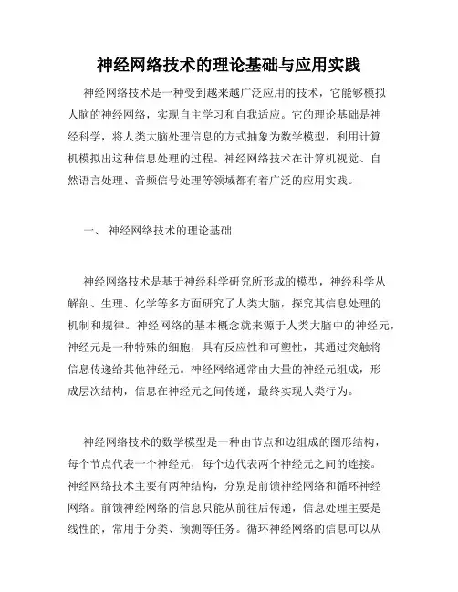 神经网络技术的理论基础与应用实践