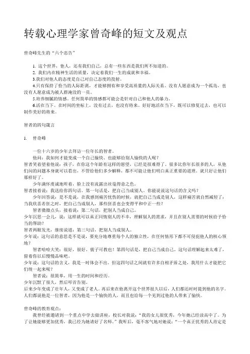 曾奇峰的短文及观点