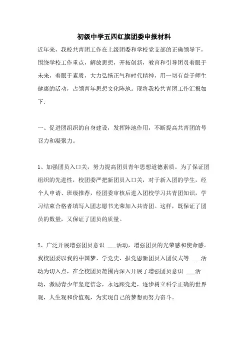 初级中学五四红旗团委申报材料