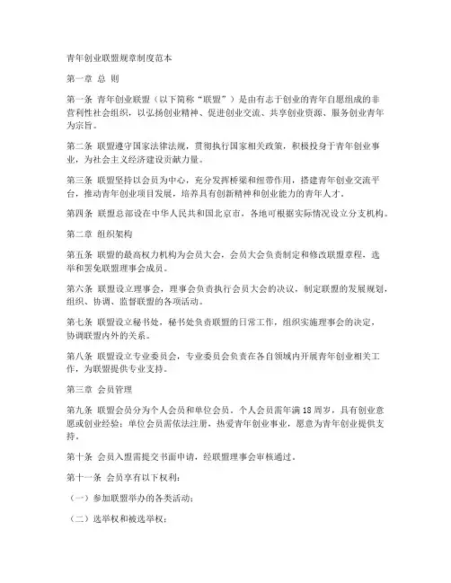 青年创业联盟规章制度范本