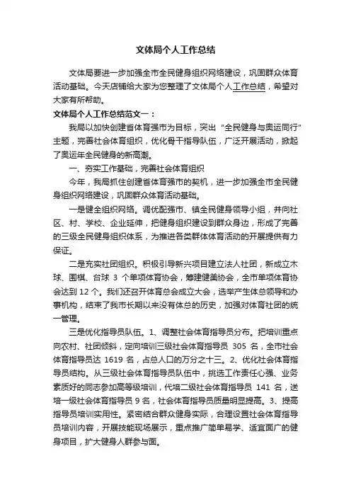 文体局个人工作总结
