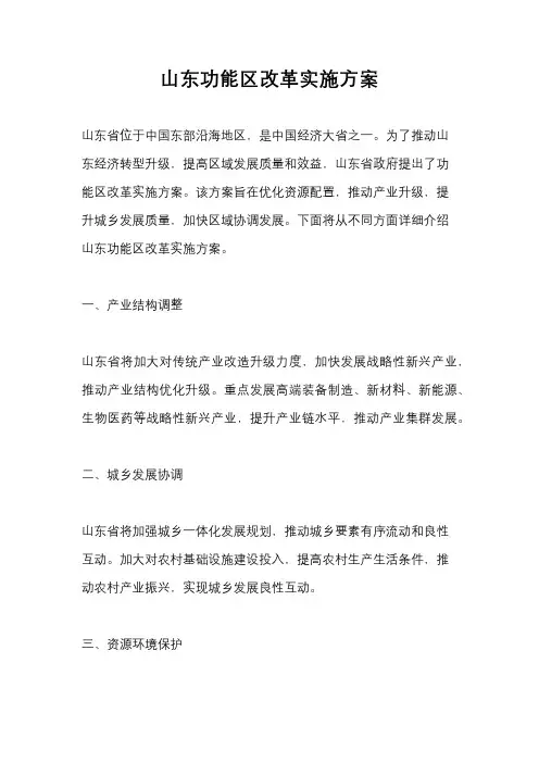 山东功能区改革实施方案