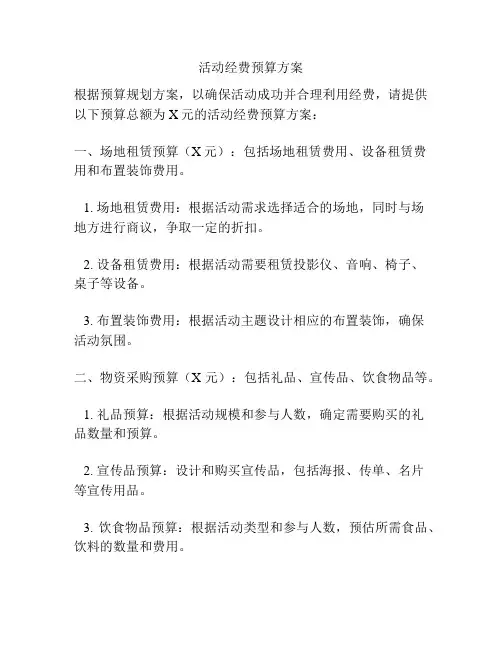 活动经费预算方案