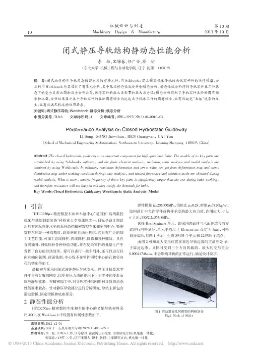 闭式静压导轨结构静动态性能分析