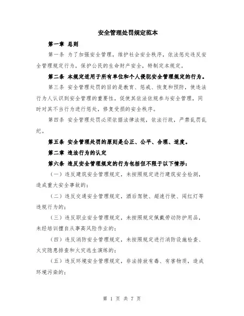 安全管理处罚规定范本（2篇）