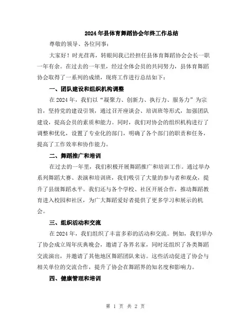 2024年县体育舞蹈协会年终工作总结