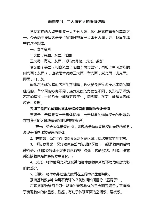 素描学习--三大面五大调案例详解