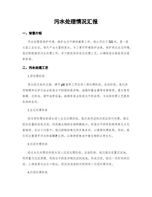 污水处理情况汇报