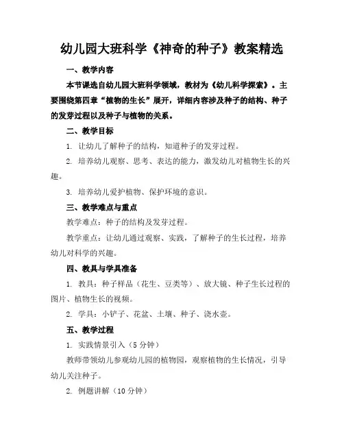 幼儿园大班科学《神奇的种子》教案精选