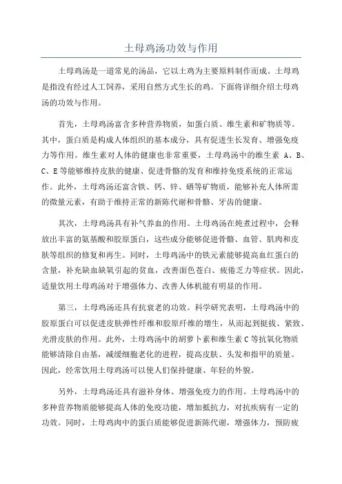土母鸡汤功效与作用