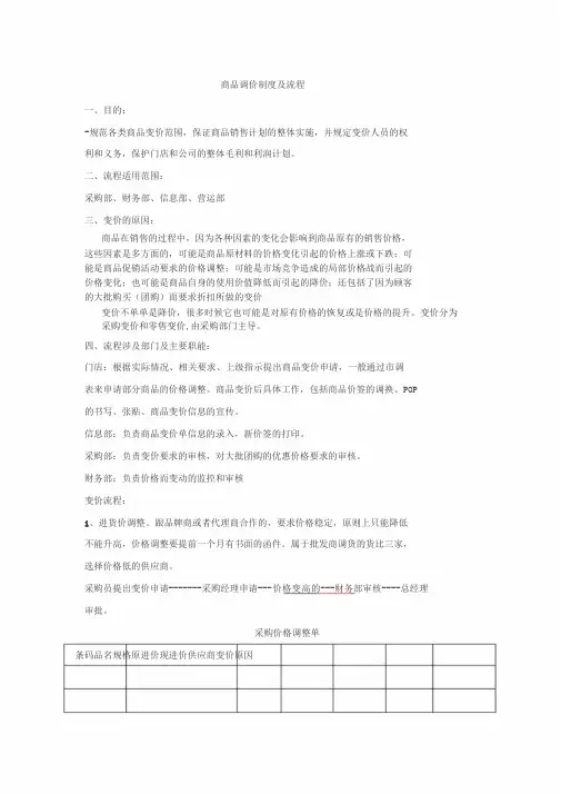 商品调价制度与流程