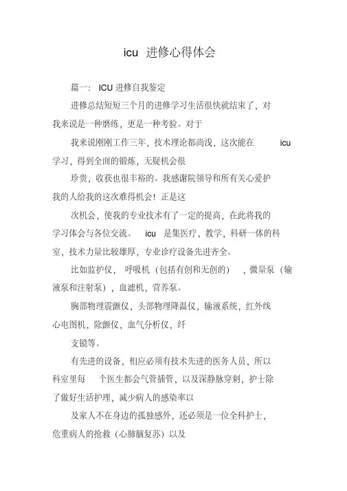 icu进修心得体会