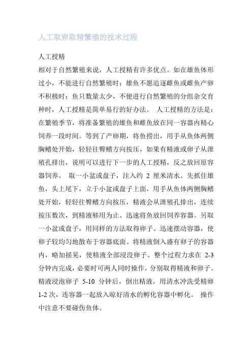 人工取卵取精繁殖的技术过程