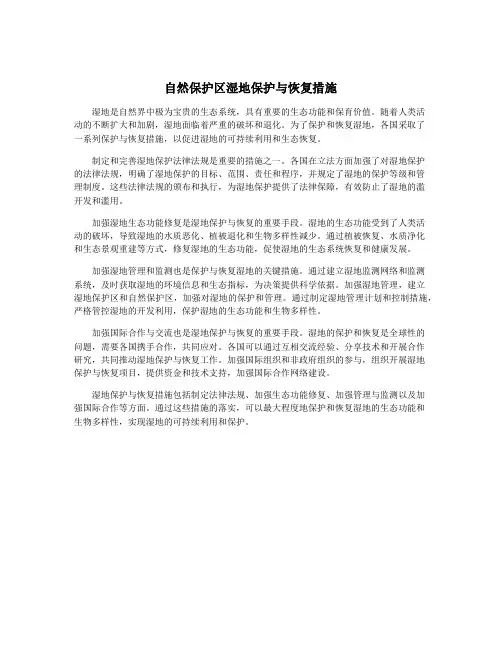 自然保护区湿地保护与恢复措施