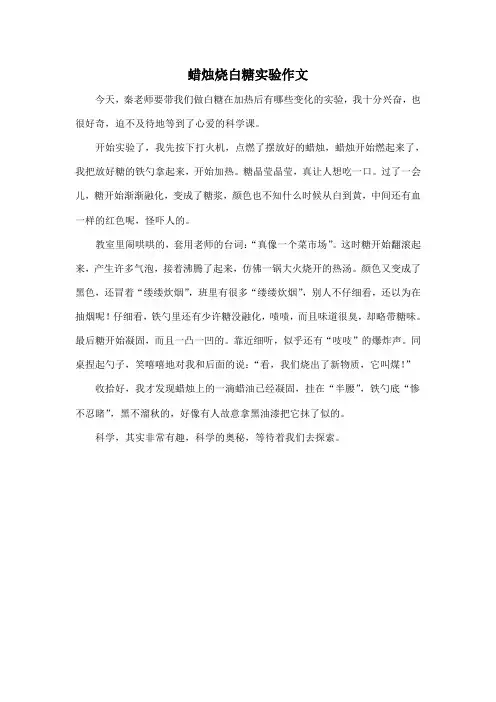 蜡烛烧白糖实验作文