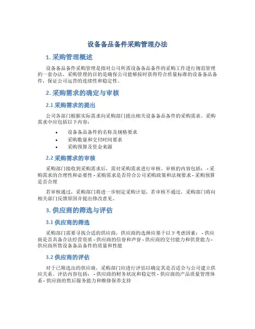 设备备品备件采购管理办法