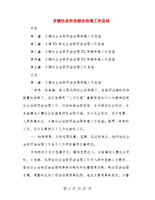 乡镇社会治安综合治理工作总结