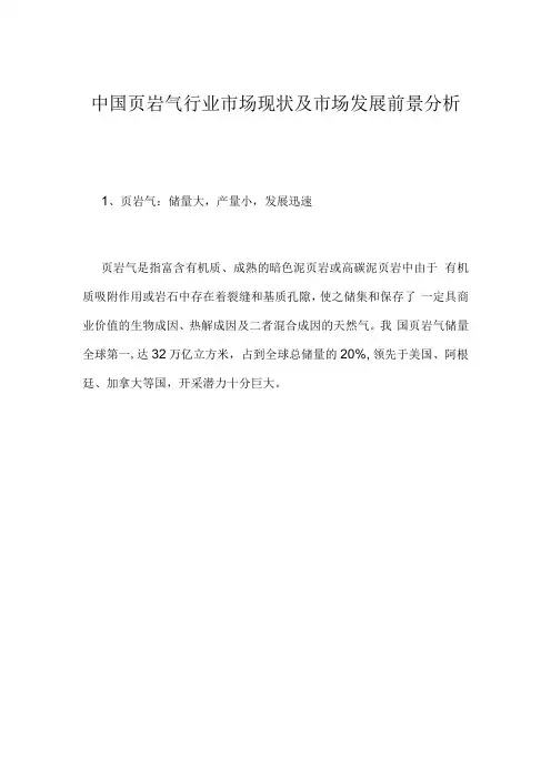 中国页岩气行业市场现状及市场发展前景分析