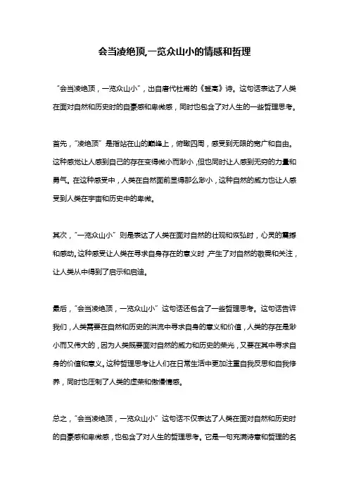 会当凌绝顶,一览众山小的情感和哲理