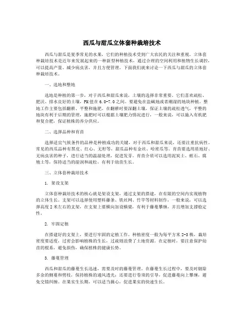 西瓜与甜瓜立体套种栽培技术